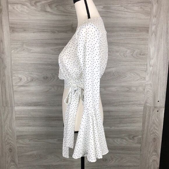 Polka Dot Cropped Blouse / Top with Bell Sleeves - Picture 5 of 8